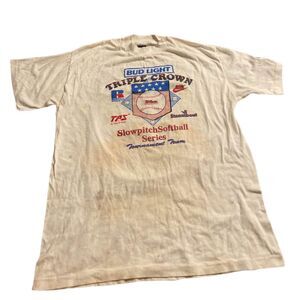 Vintage 1980’s Bud Light Triple Crown Slow Pitch T-Shirt Size XL